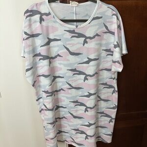 Peach Love California Pink/Gray/Light Blue Camo Tshirt Dress